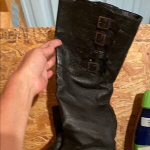 Midori Dark Leather Buckle Boots